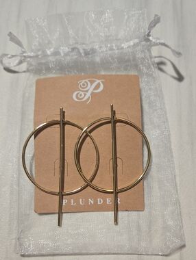 Plunder Gold Circle & Bar Statement Earrings